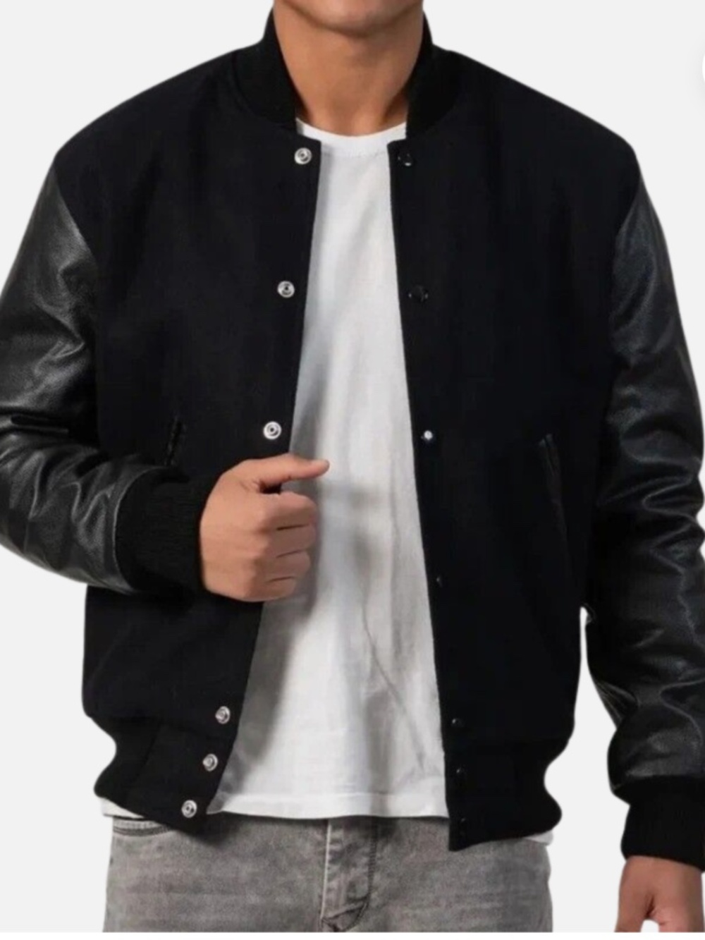 Reclaimed Vintage Leather & Wool Varsity Jacket Size M
